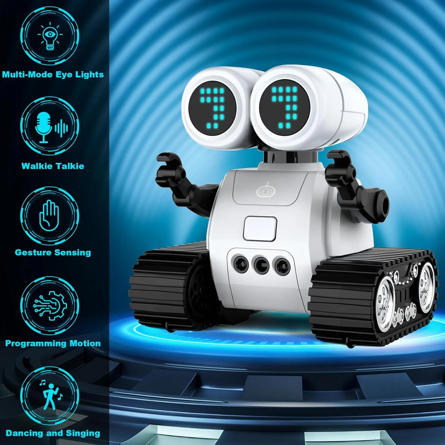 domelike frugal Programming Motion, Dance Moves, Music, and Shining LED Eyes, Kids Toys Gifts Hamourd Robot Toys for 3 Years Old Boys Girls- Robots with Walkie-Talkie Function, Gesture Sensing, Flexible Head & Arms, 