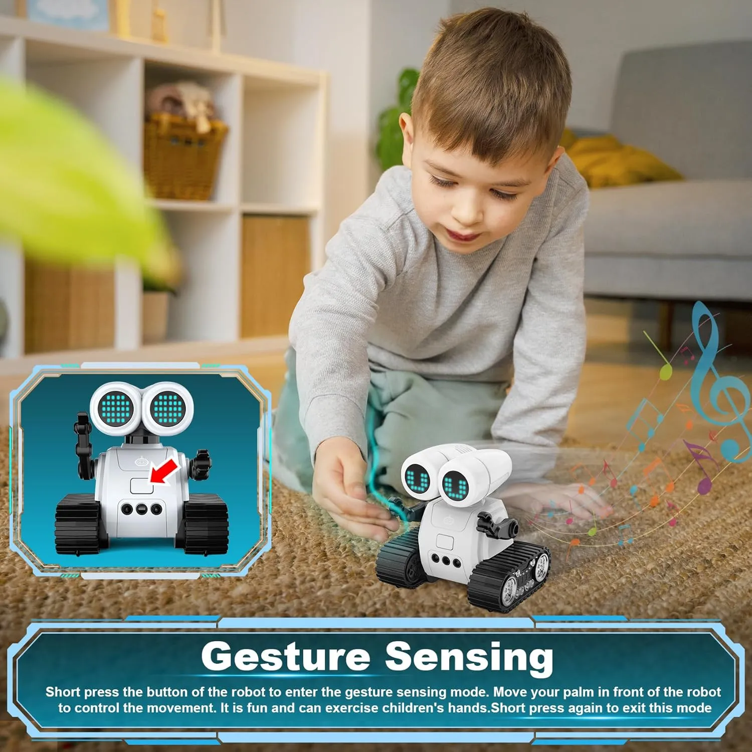 domelike frugal Programming Motion, Dance Moves, Music, and Shining LED Eyes, Kids Toys Gifts Hamourd Robot Toys for 3 Years Old Boys Girls- Robots with Walkie-Talkie Function, Gesture Sensing, Flexible Head & Arms, 