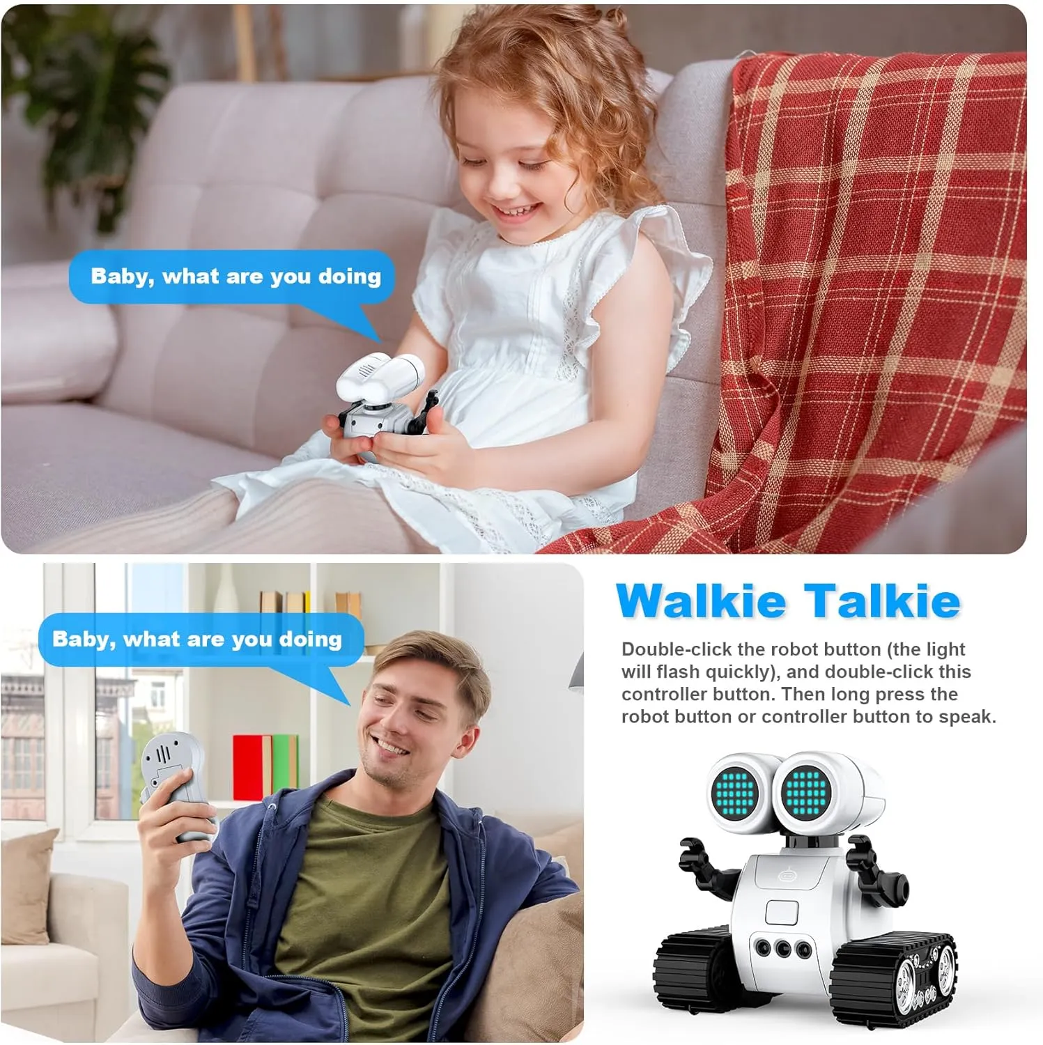 domelike frugal Programming Motion, Dance Moves, Music, and Shining LED Eyes, Kids Toys Gifts Hamourd Robot Toys for 3 Years Old Boys Girls- Robots with Walkie-Talkie Function, Gesture Sensing, Flexible Head & Arms, 