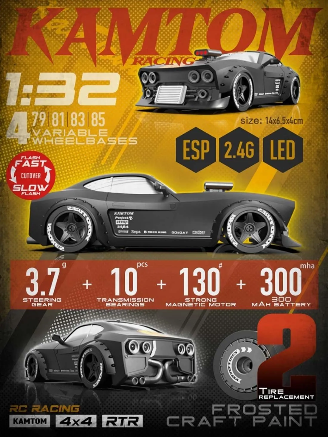 Drift Car, KM3299 4WD RC Cars Vehicle with ESP Gyro, LED manager entrepreneurial mansion user Headlights Drift Wheel, 1:32 High Speed Racing RC Vehicle Gifts for Adults(Black) Remote Control Car RC 