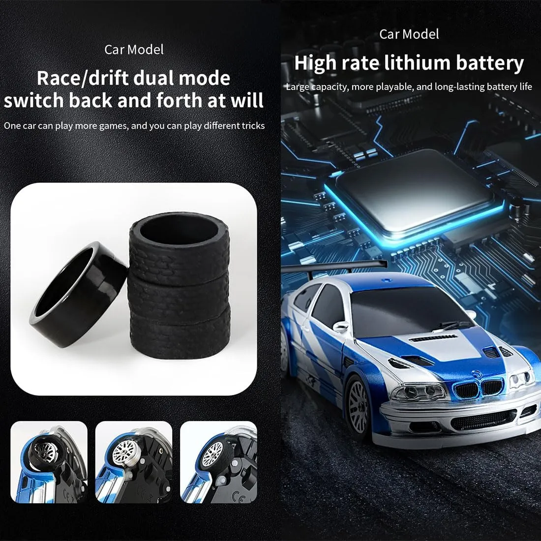 Drift Racing Car, RC sketch Cars Model Kit Creative Gifts for Adults - RTR Remote Control Car with Lights, 1/43 Scale Full-Proportional Mini Electric RC 