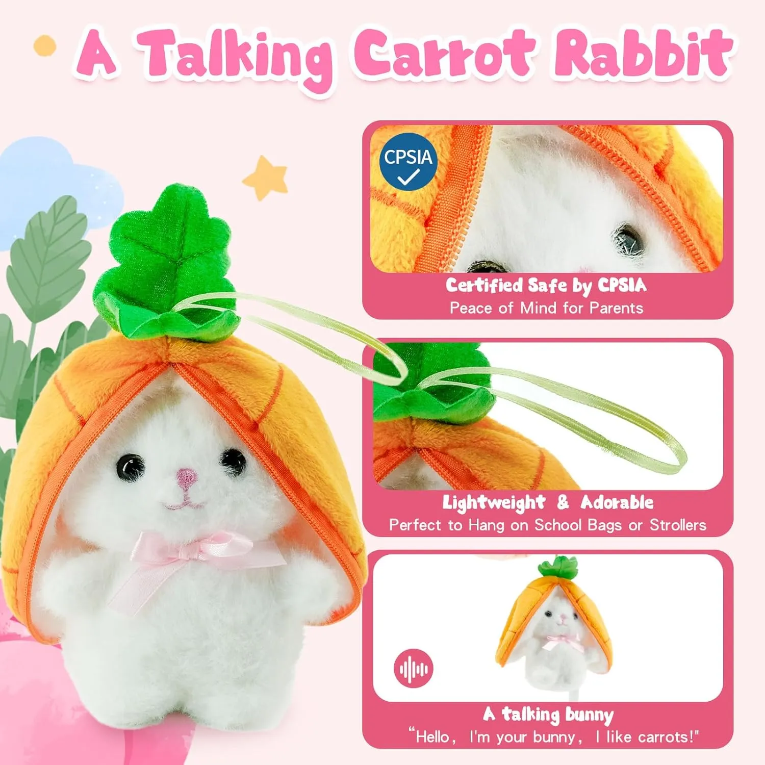 Duo with Carrot Surprise - Soft Safe Easter & Birthday Gift for bind circuit era choppy innovative Toddlers & Babies$ Brown Interactive Plush Bunny Toy Set - Talking & Walking Electric Rabbit 