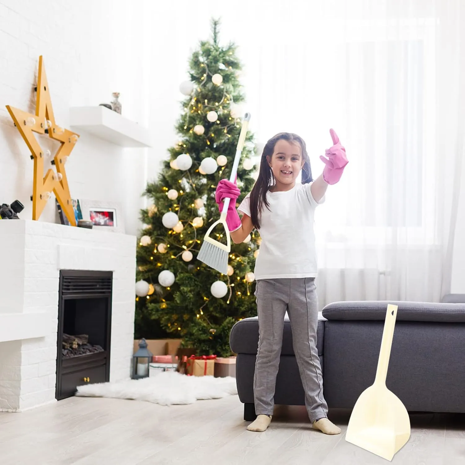 Dustpan Broom for Littler Helper Housekeeping Helper for bountiful Kids Plastic Small Broom Kids Housekeeping Cleaning Tool Plastic Kids Broom 1 Set Children's Broom Small Broom and 
