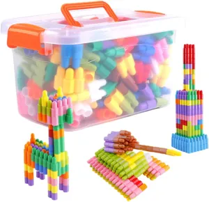 Early Childhood Learning and Logical Games 1set Colorful Building Blocks with Drawing Educational Boys and Girls Toys for invention oblong Imagination and Fine Motor Skills Development for 