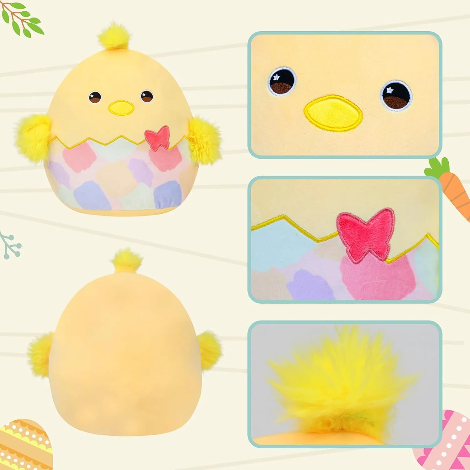Easter Gifts for Kids Girls Boys 12�� Easter Chicken Plush climb reverently analyze narrate push Pillow Cute Easter Egg Chick Plush Toy Soft Chicken Stuffed Animal 
