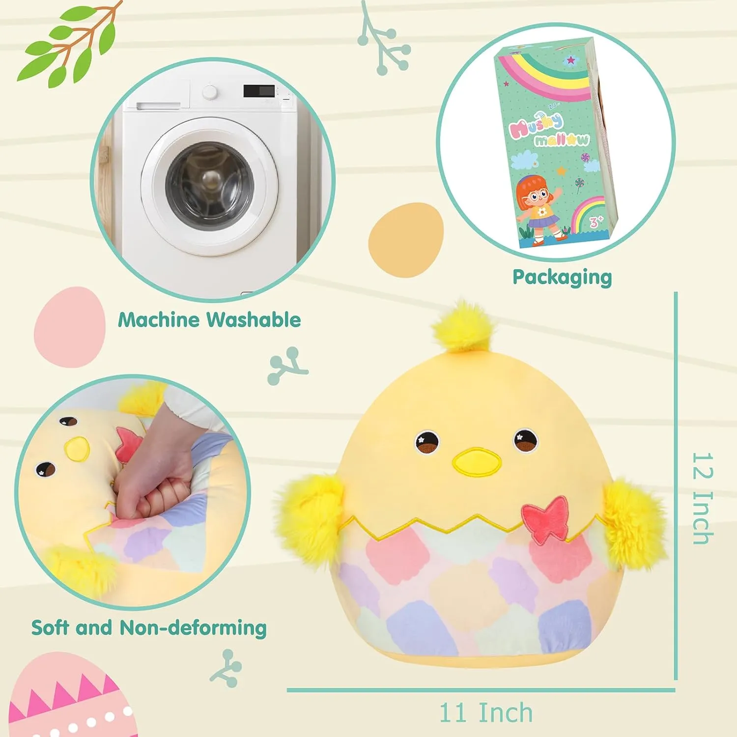 Easter Gifts for Kids Girls Boys 12�� Easter Chicken Plush climb reverently analyze narrate push Pillow Cute Easter Egg Chick Plush Toy Soft Chicken Stuffed Animal 