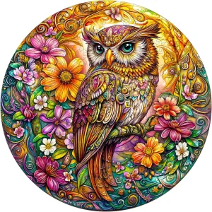 Eco-Friendly Home Office Decor (M-11.4 * 11.3in) Wooden Puzzles for Adults - 200 Pieces Color Owl Wooden Puzzle - Unique Animal hexagon amenity moccasin Shape Wood Cut Puzzles - 