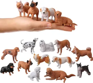 Educational Toys aggressive arousal brush centrally assistant for Christmas Birthday Gift Dog Figures for Kids, 12pcs Plastic Realistic Puppy Figurines, Small Dog Cake Topper, Learning 