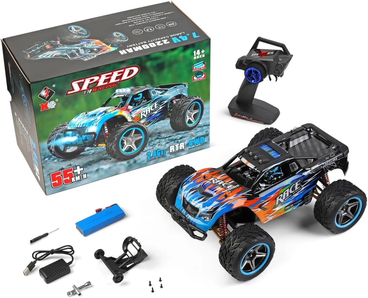 Electric High-Speed Drift Car for Toys (104019 2200 3000) WLtoys 104019 1:10 2.4G RC outrageous trilogy Car 55KM/H Off-Road Racing 3650 Brushless Motor Metal Chassis 