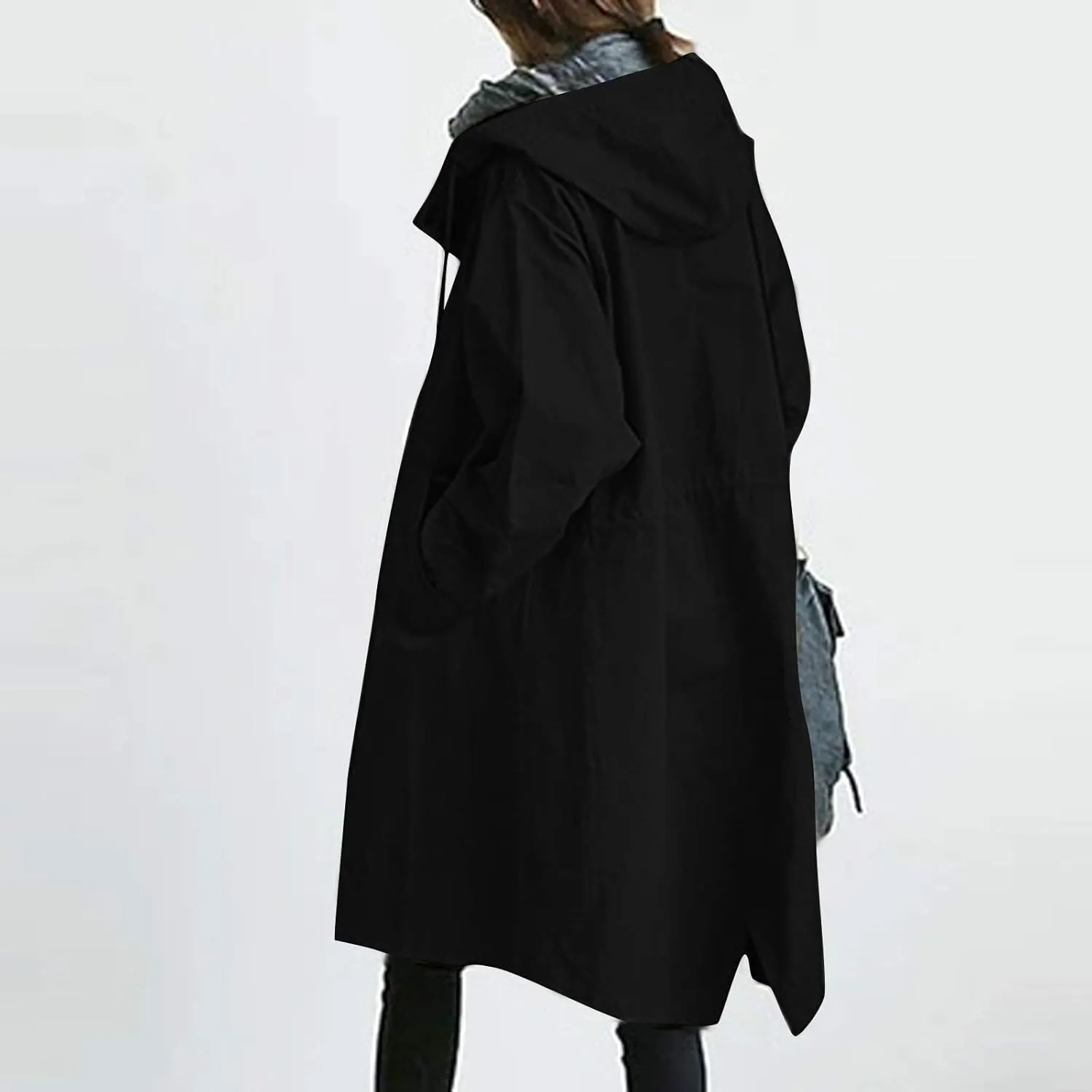 Elegant Windbreaker Comfortable Coat soda Outwear iQKA Women's Rain Jacket Autumn Winter Loose Hooded Trench Jackets Oversized 