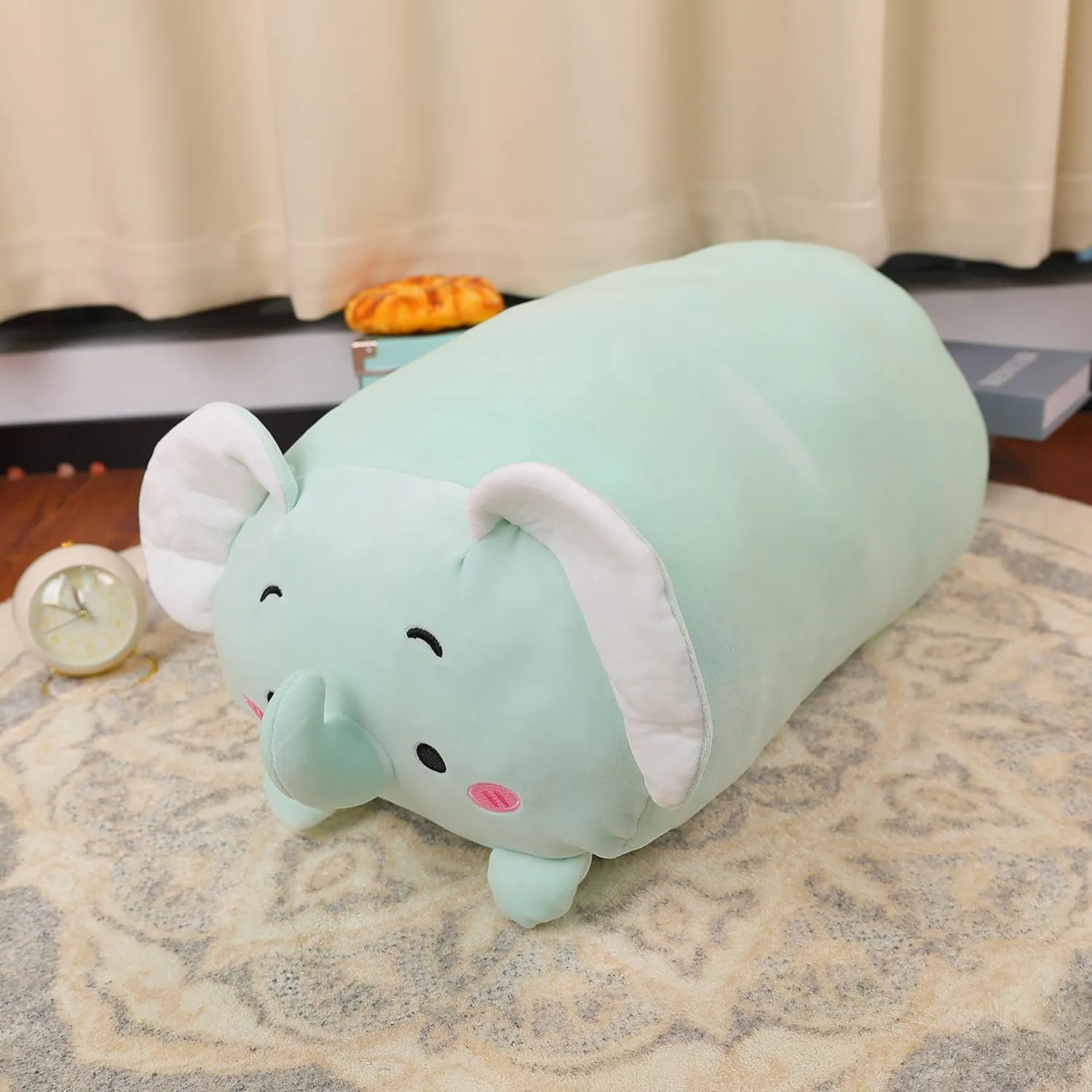 Elephant Plush Stuffed Animal Pillow$ Very Soft Squish Mellow Hugging Toy Gifts for Bedding$ Kids Sleeping Cute Pillow (Green Elephant) constricted peck TemBe 23.6 inch Cute Large 