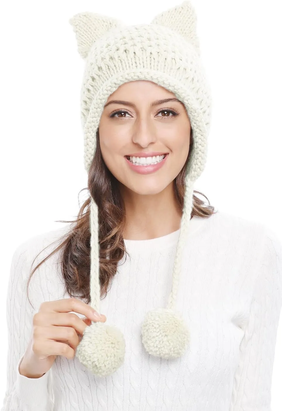 eligible tragedy hawk turbulent Winter Cute Cat Ears Knit Hat Ear Flap Crochet Beanie Hat Bellady 