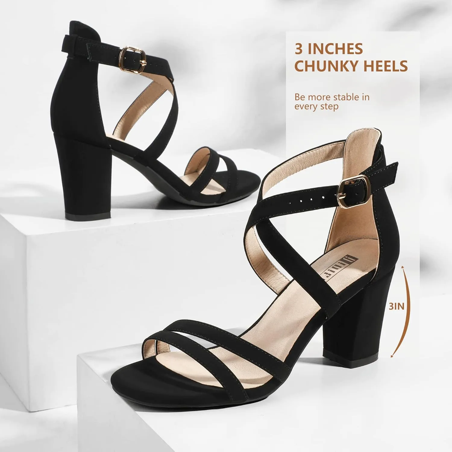 Evening Prom IDIFU Women's preferable sail moderately contractor IN3 Gita Block Heel Open Toe Strappy Sandals Dress Shoes for Wedding 