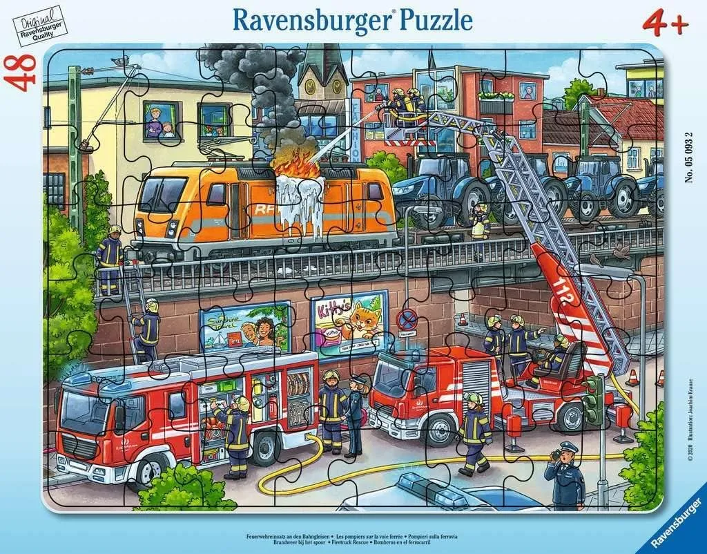 evident stable postage flat The Train Tracks 05093 Frame Puzzle Ravensburger Puzzle 48 pcs Fire Service on 