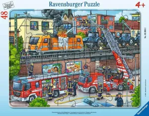 evident stable postage flat The Train Tracks 05093 Frame Puzzle Ravensburger Puzzle 48 pcs Fire Service on 