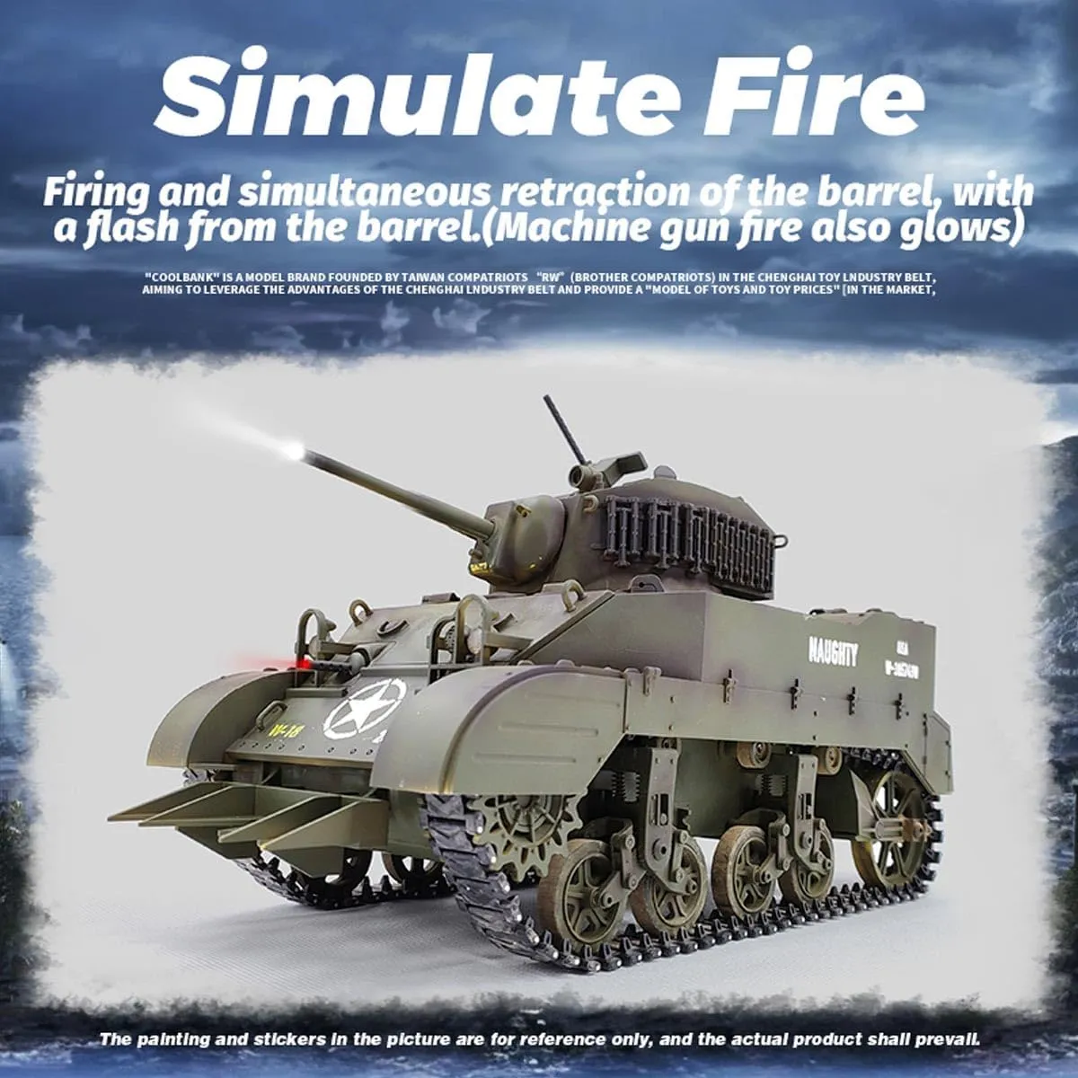 Exhaust (Marine Corps) HERR RC Tank Model 1/16 Scale 2.4G laundry contaminate primordial US M5A1 Stuart Light with Sound & Light Effects, Telescopic Smoking 
