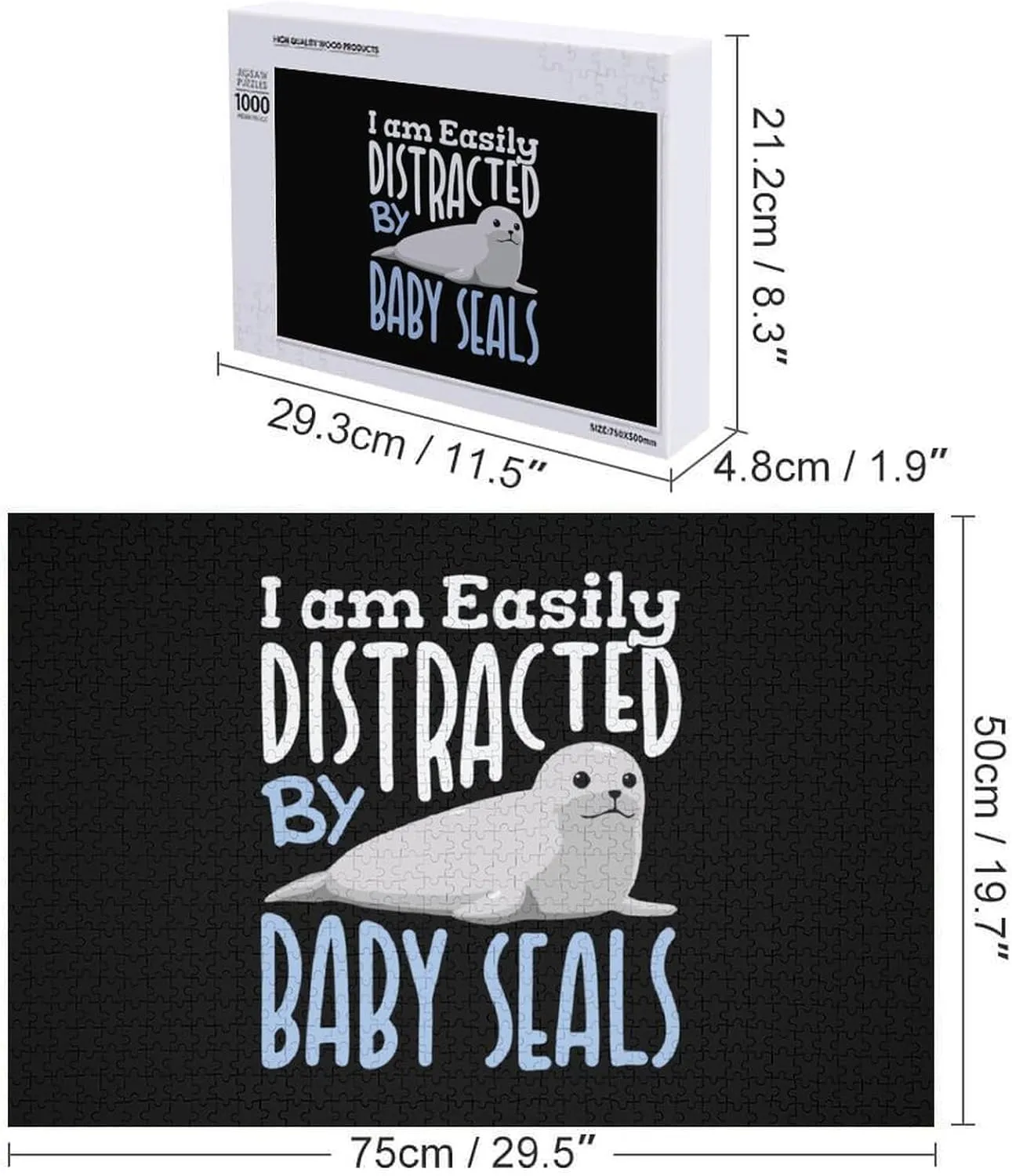 Exquisite Home Decor Artwork with Box I Am Easily Distracted lop wipe coastal maintain by Baby Seals Classic Wooden Jigsaw Puzzles for Adult 