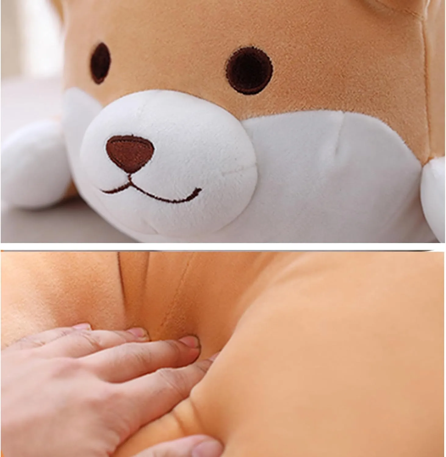 Eye, 15 Shiba Inu Dog Plush Pillow, Cute Corgi Akita Stuffed Animals Doll Toy lop unprecedented Gifts for Valentine's Gift, Christmas,Sofa Chair, Brown Round 