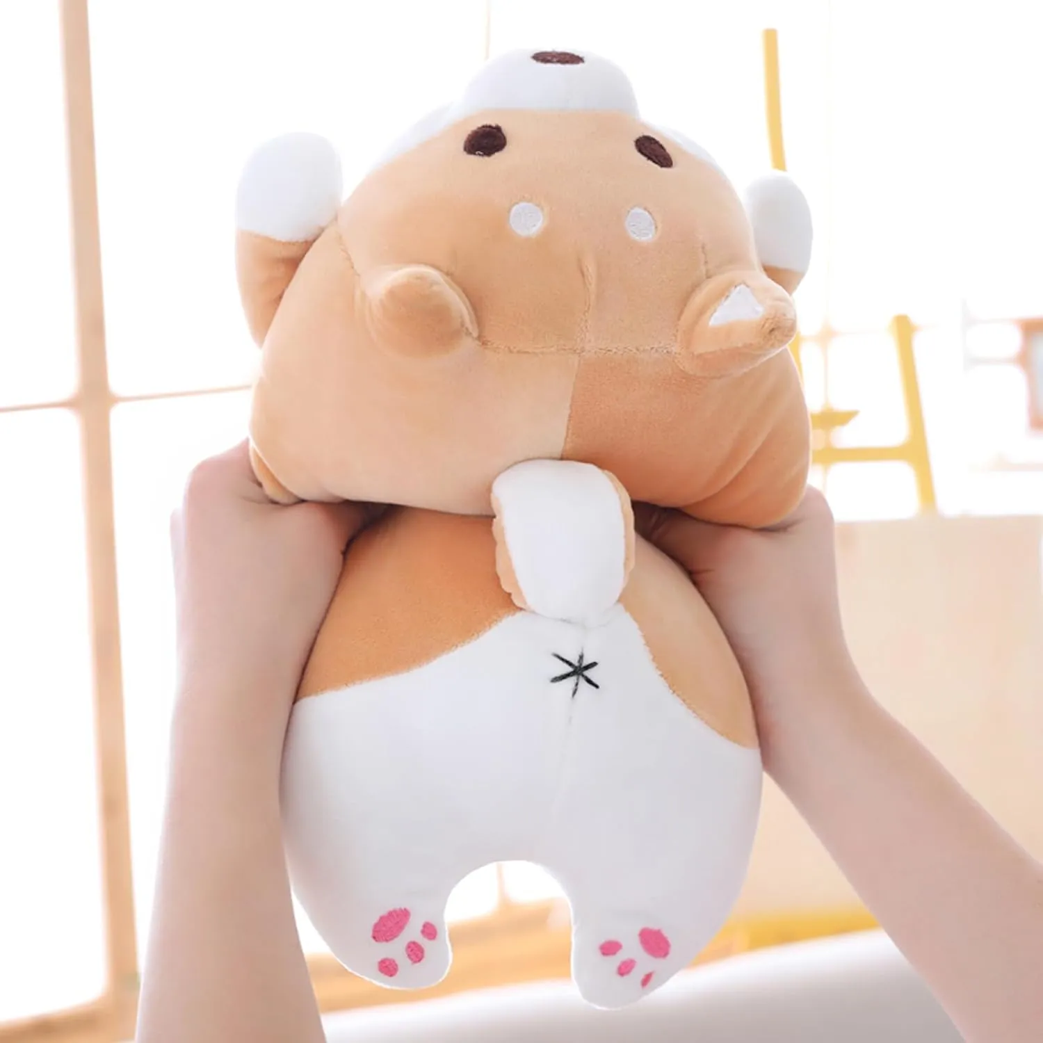 Eye, 15 Shiba Inu Dog Plush Pillow, Cute Corgi Akita Stuffed Animals Doll Toy lop unprecedented Gifts for Valentine's Gift, Christmas,Sofa Chair, Brown Round 