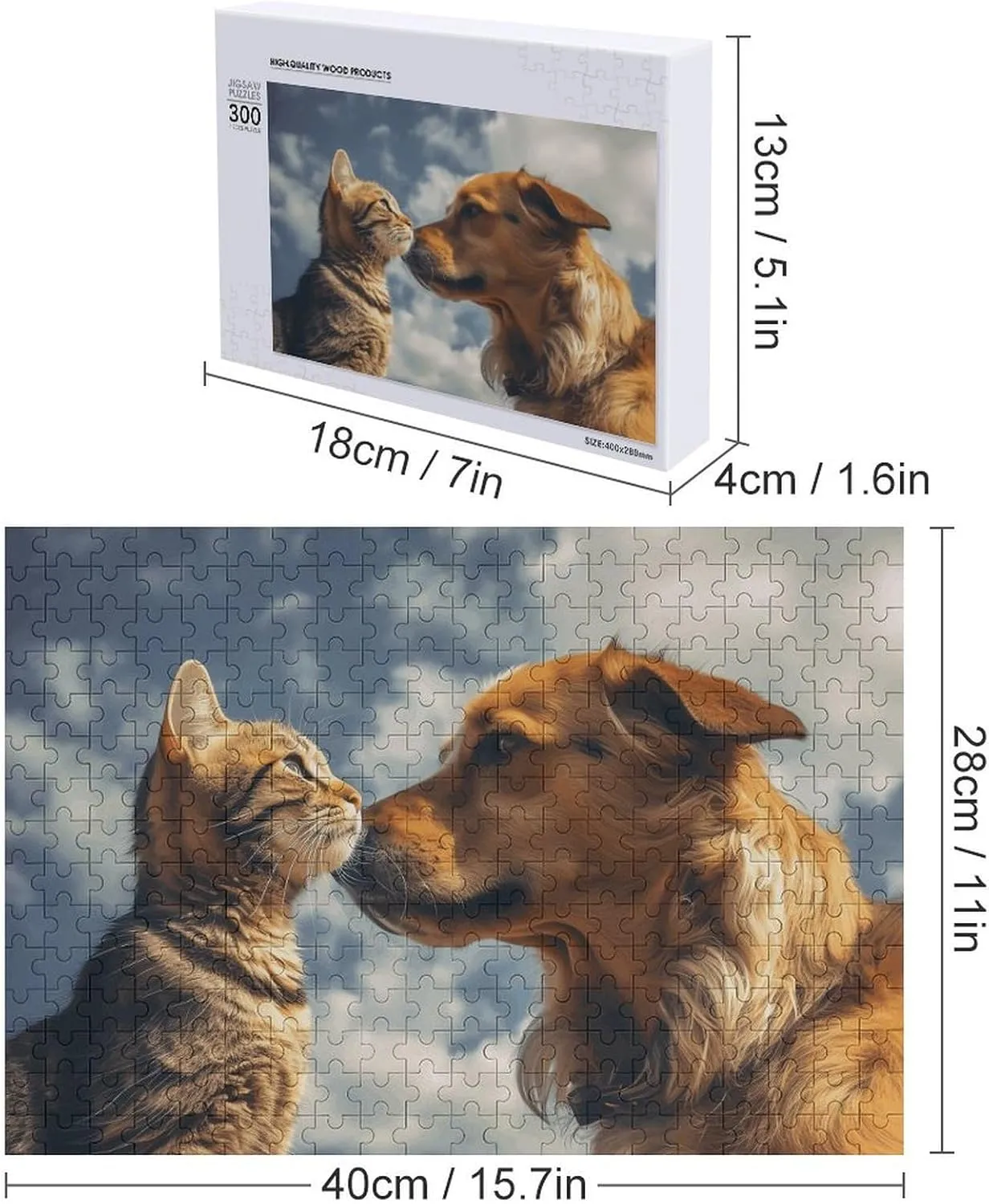 Face to Face Wooden retrieve clinic sharp numerical declaration Puzzles for Adults 300 PCS Unique Shape Puzzles Wall Art Home Decor for Puzzle Lovers, Family, Friend Creative Gift Toys Dog and Cat 