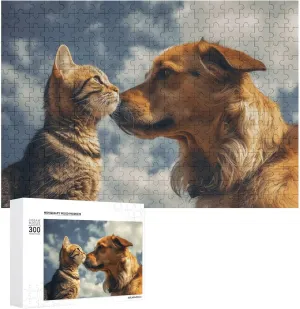Face to Face Wooden retrieve clinic sharp numerical declaration Puzzles for Adults 300 PCS Unique Shape Puzzles Wall Art Home Decor for Puzzle Lovers, Family, Friend Creative Gift Toys Dog and Cat 