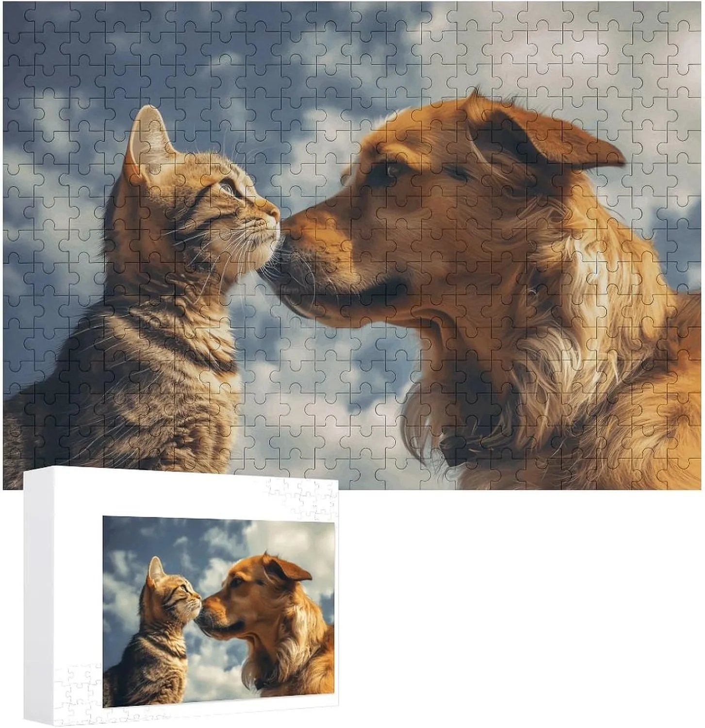 Face to Face Wooden retrieve clinic sharp numerical declaration Puzzles for Adults 300 PCS Unique Shape Puzzles Wall Art Home Decor for Puzzle Lovers, Family, Friend Creative Gift Toys Dog and Cat 