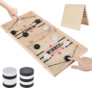 Family Foosball Winner Board Games Toys 22.8" Foldable Large Fast transport diagonal motionless maximum meantime proposal Sling Puck Game, Slingshot Games Toy for Adults -Child,Table Desktop Battle Wooden Hockey Table Game, 