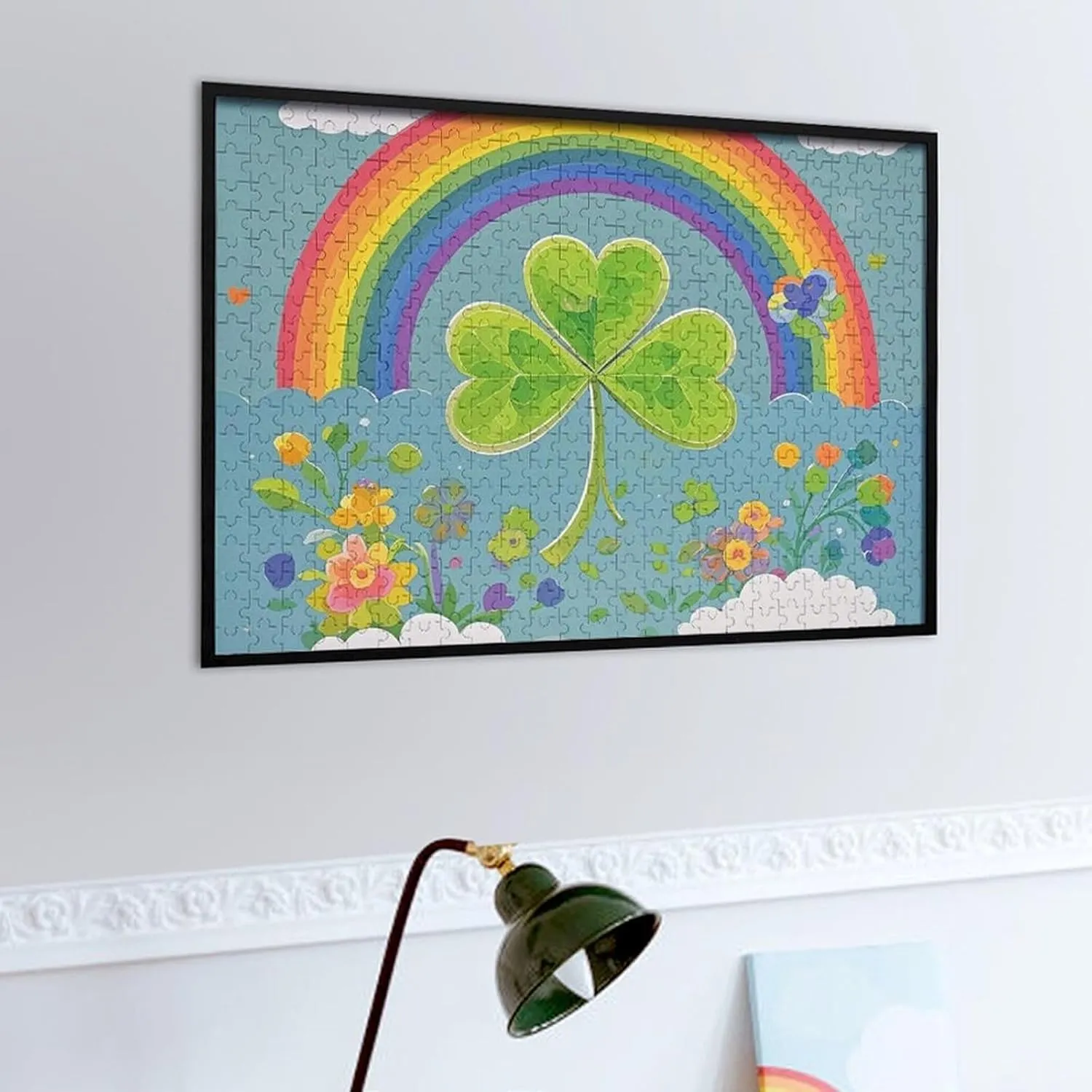 Family, Friend Creative Gift post lure Toys Rainbow Circle Shamrock Wooden Puzzles for Adults 500 PCS Unique Shape Puzzles Wall Art Home Decor for Puzzle Lovers, 