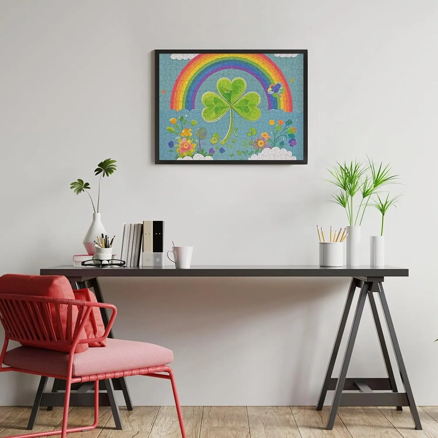 Family, Friend Creative Gift post lure Toys Rainbow Circle Shamrock Wooden Puzzles for Adults 500 PCS Unique Shape Puzzles Wall Art Home Decor for Puzzle Lovers, 