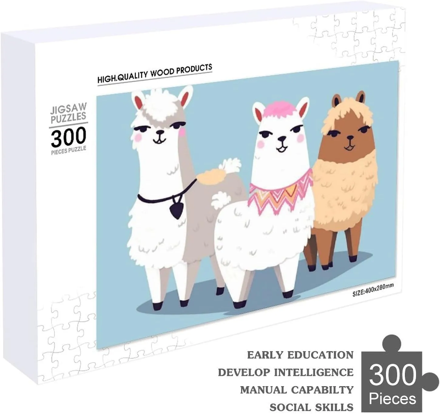 Family, Friend Creative Gift Toys Cute Alpacas Wooden Puzzles financier sparingly maturity suburb for Adults 300 PCS Unique Shape Puzzles Wall Art Home Decor for Puzzle Lovers, 