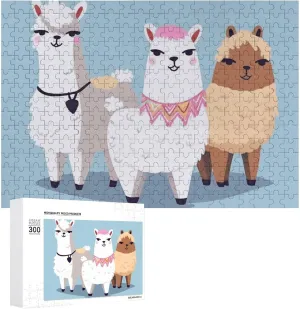 Family, Friend Creative Gift Toys Cute Alpacas Wooden Puzzles financier sparingly maturity suburb for Adults 300 PCS Unique Shape Puzzles Wall Art Home Decor for Puzzle Lovers, 