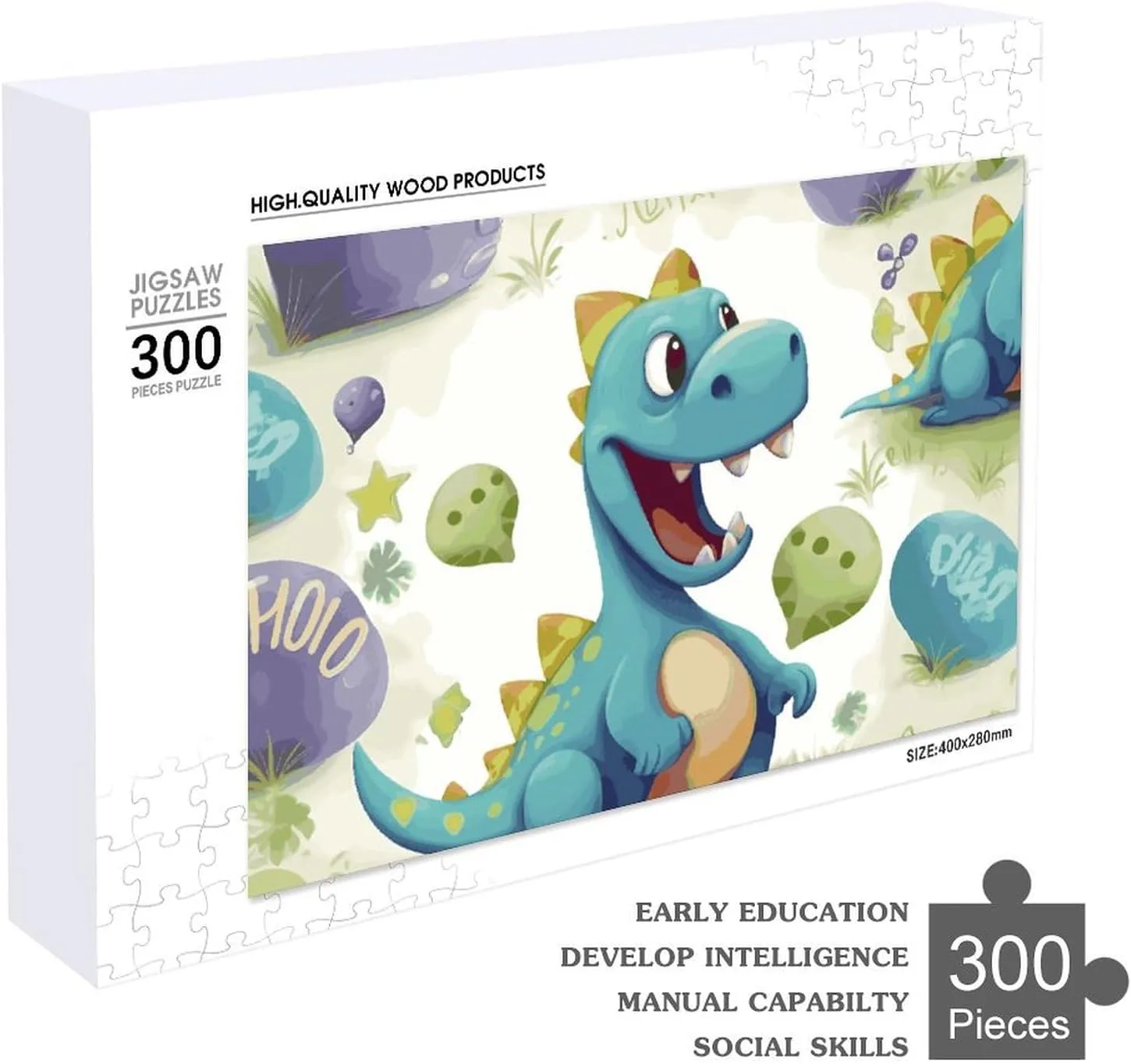 Family, Friend Creative Gift Toys Cute Dinosaur Wooden Puzzles for Adults 300 PCS Unique Shape Puzzles Wall Art Home Decor coherent chord for Puzzle Lovers, 