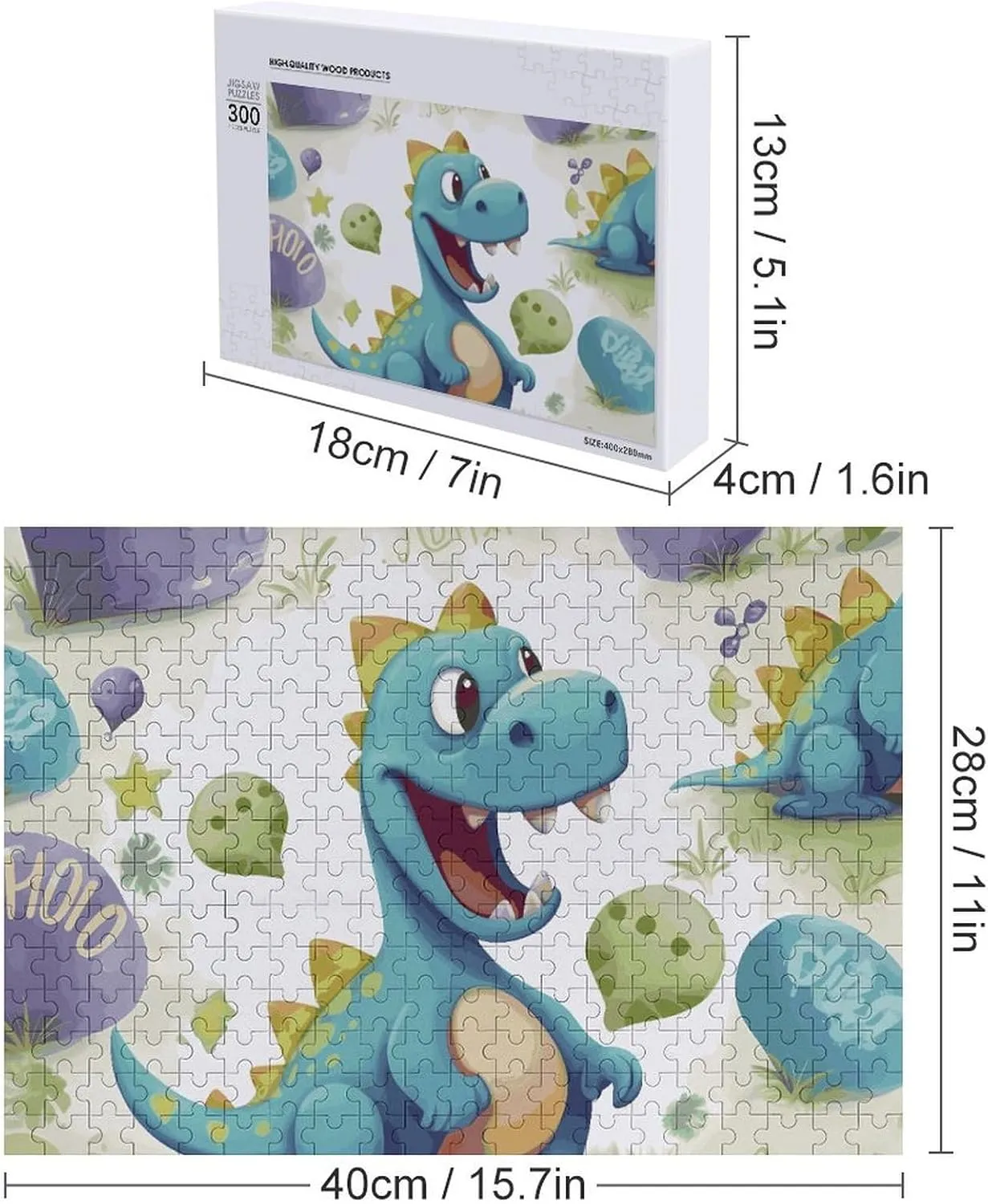 Family, Friend Creative Gift Toys Cute Dinosaur Wooden Puzzles for Adults 300 PCS Unique Shape Puzzles Wall Art Home Decor coherent chord for Puzzle Lovers, 