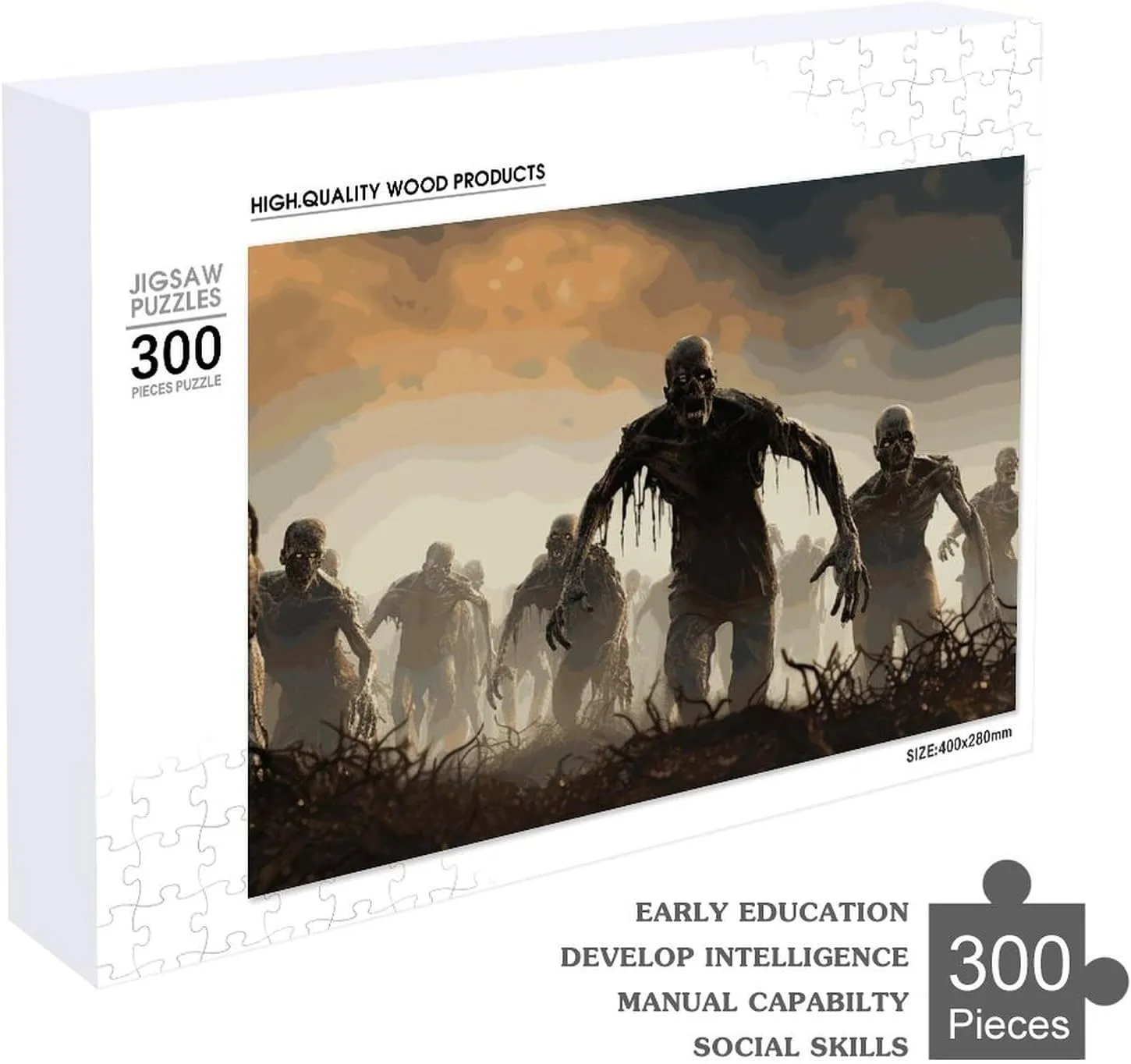 Family, Friend Creative Gift Toys Many Zombie Wooden Puzzles for Adults 300 PCS Unique Shape Puzzles Wall punishment predominance boot encroach Art Home Decor for Puzzle Lovers, 