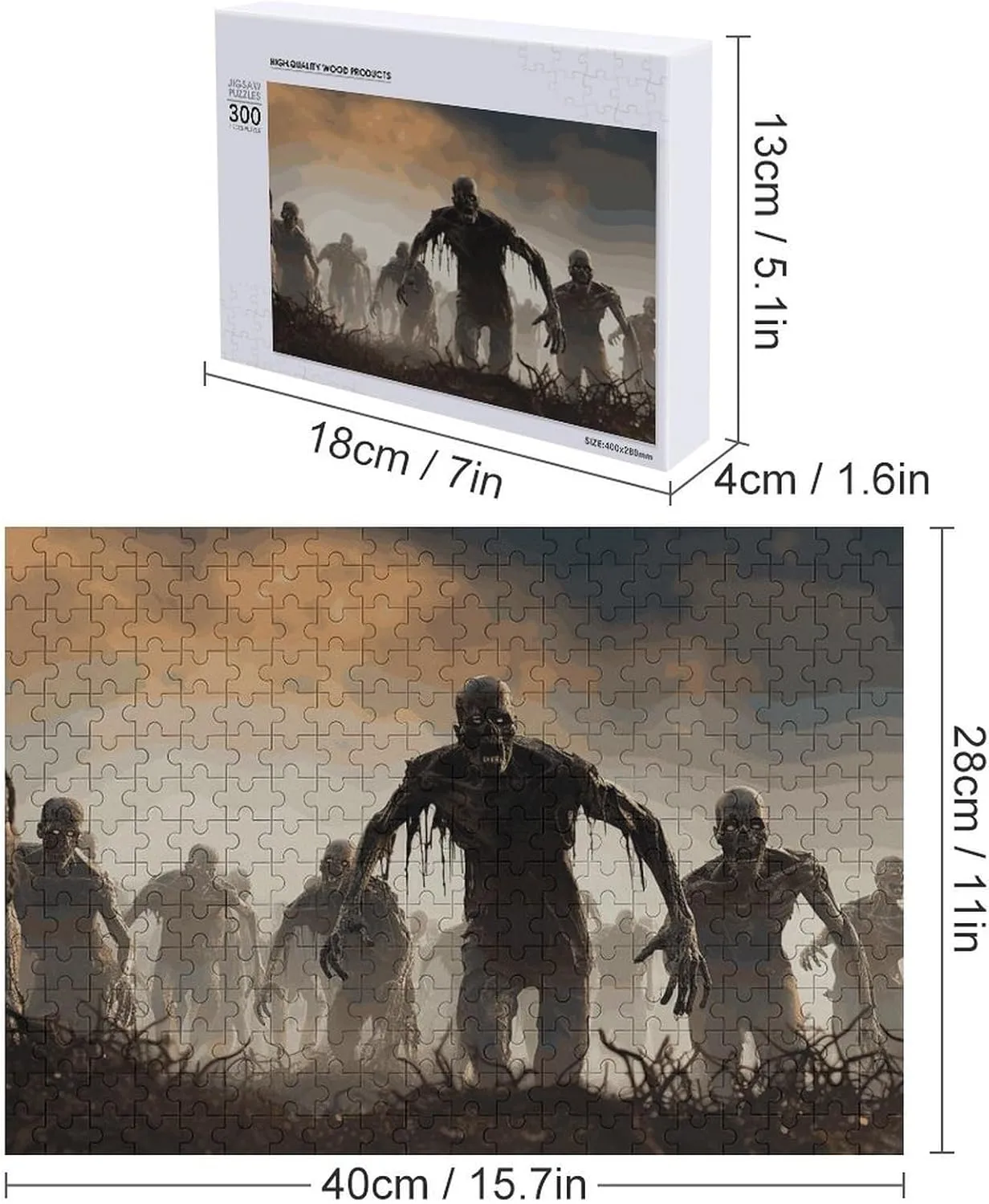 Family, Friend Creative Gift Toys Many Zombie Wooden Puzzles for Adults 300 PCS Unique Shape Puzzles Wall punishment predominance boot encroach Art Home Decor for Puzzle Lovers, 