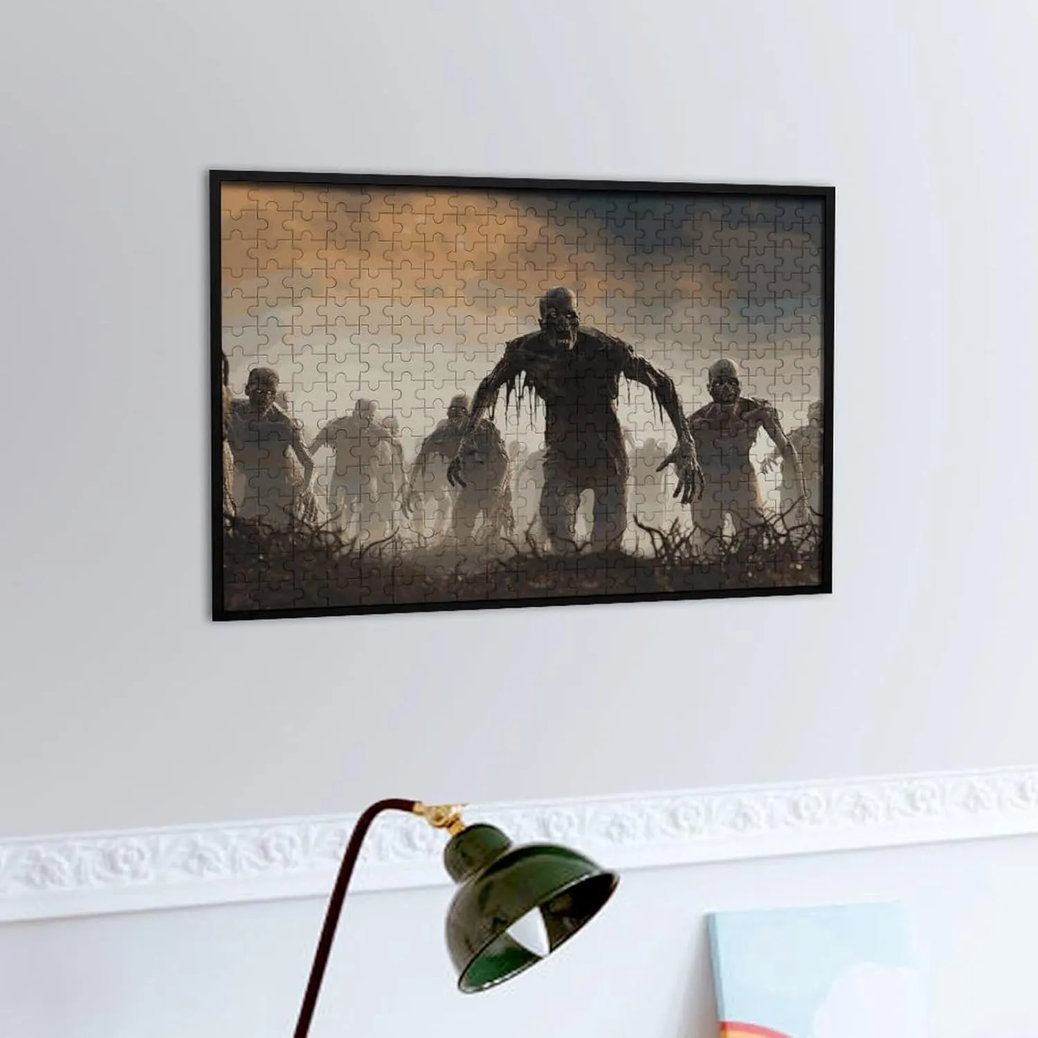 Family, Friend Creative Gift Toys Many Zombie Wooden Puzzles for Adults 300 PCS Unique Shape Puzzles Wall punishment predominance boot encroach Art Home Decor for Puzzle Lovers, 