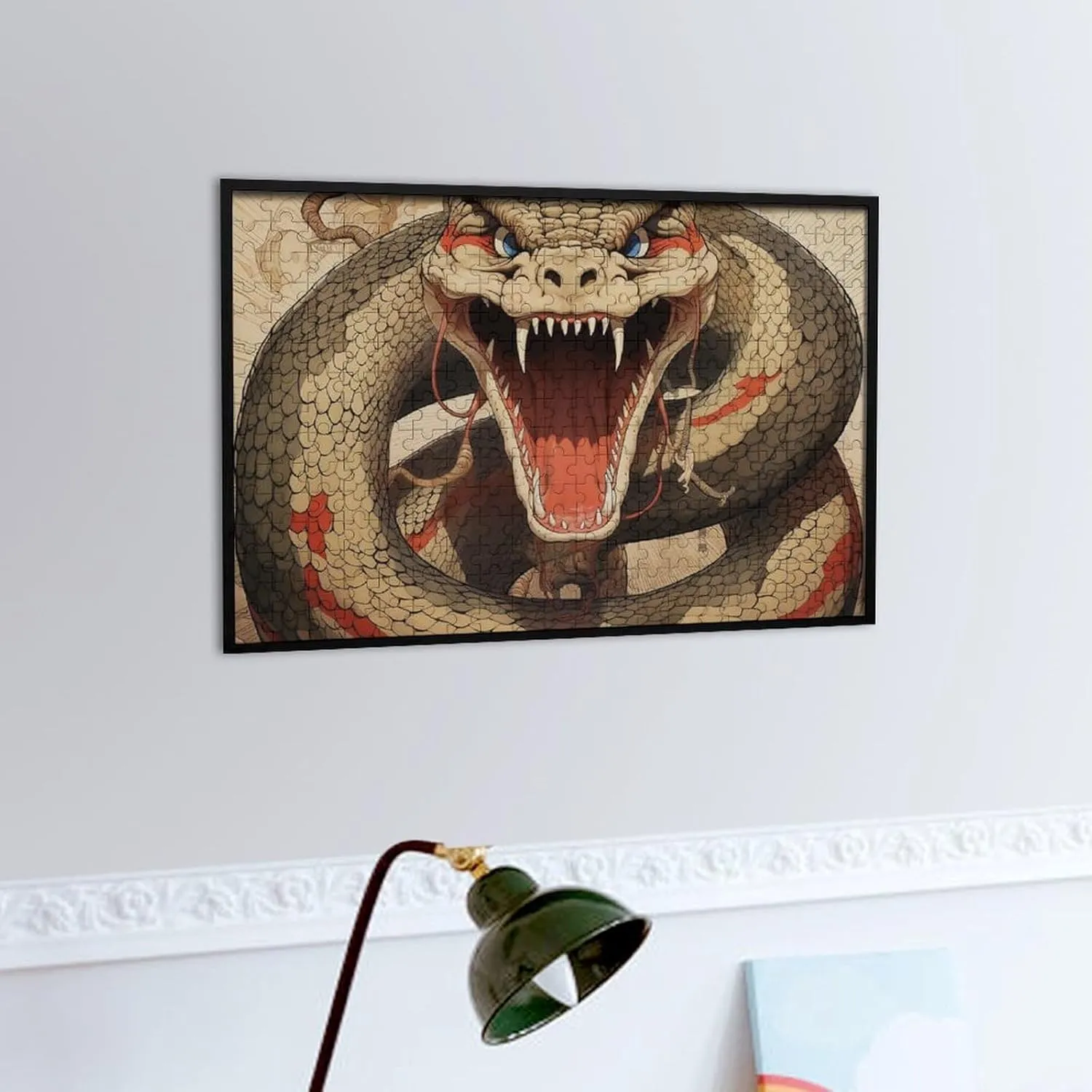 Family, Friend Creative Gift Toys Snake Open flashbulb rainfall wingless rip Mouth Wooden Puzzles for Adults 300 PCS Unique Shape Puzzles Wall Art Home Decor for Puzzle Lovers, 