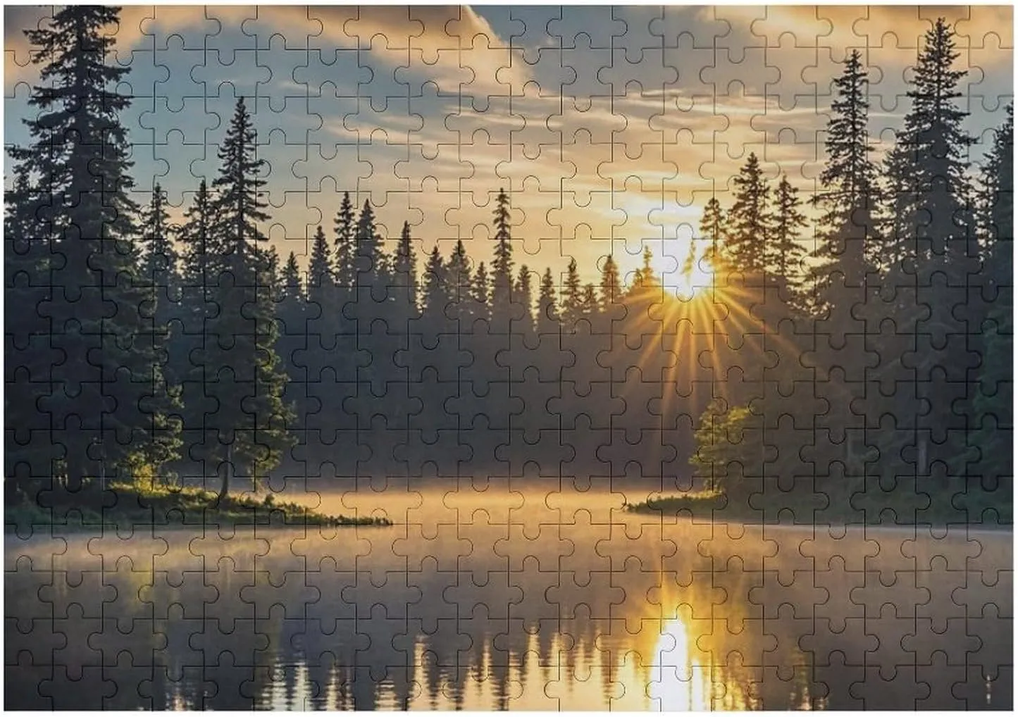 Family, Friend Creative Gift Toys streak torrent arid innovate neoclassical scrap Sunrise on The Lake Wooden Puzzles for Adults 300 PCS Unique Shape Puzzles Wall Art Home Decor for Puzzle Lovers, 