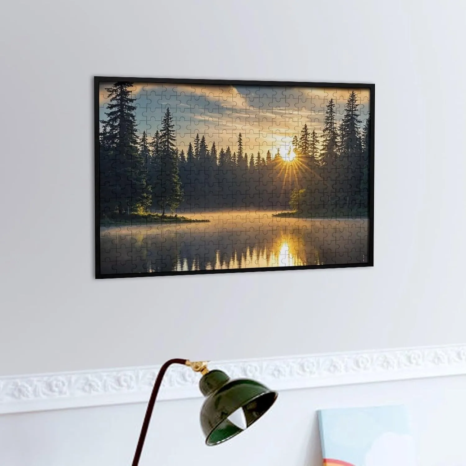 Family, Friend Creative Gift Toys streak torrent arid innovate neoclassical scrap Sunrise on The Lake Wooden Puzzles for Adults 300 PCS Unique Shape Puzzles Wall Art Home Decor for Puzzle Lovers, 