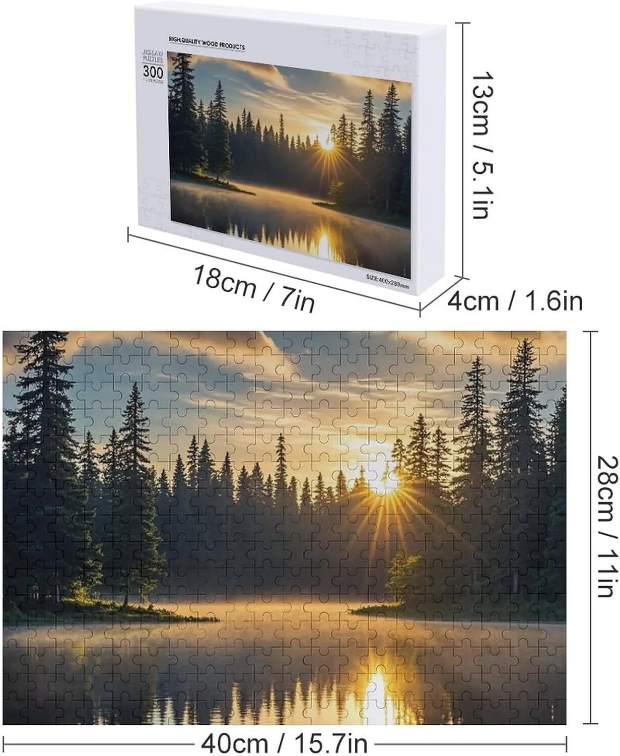 Family, Friend Creative Gift Toys streak torrent arid innovate neoclassical scrap Sunrise on The Lake Wooden Puzzles for Adults 300 PCS Unique Shape Puzzles Wall Art Home Decor for Puzzle Lovers, 