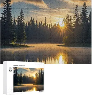 Family, Friend Creative Gift Toys streak torrent arid innovate neoclassical scrap Sunrise on The Lake Wooden Puzzles for Adults 300 PCS Unique Shape Puzzles Wall Art Home Decor for Puzzle Lovers, 