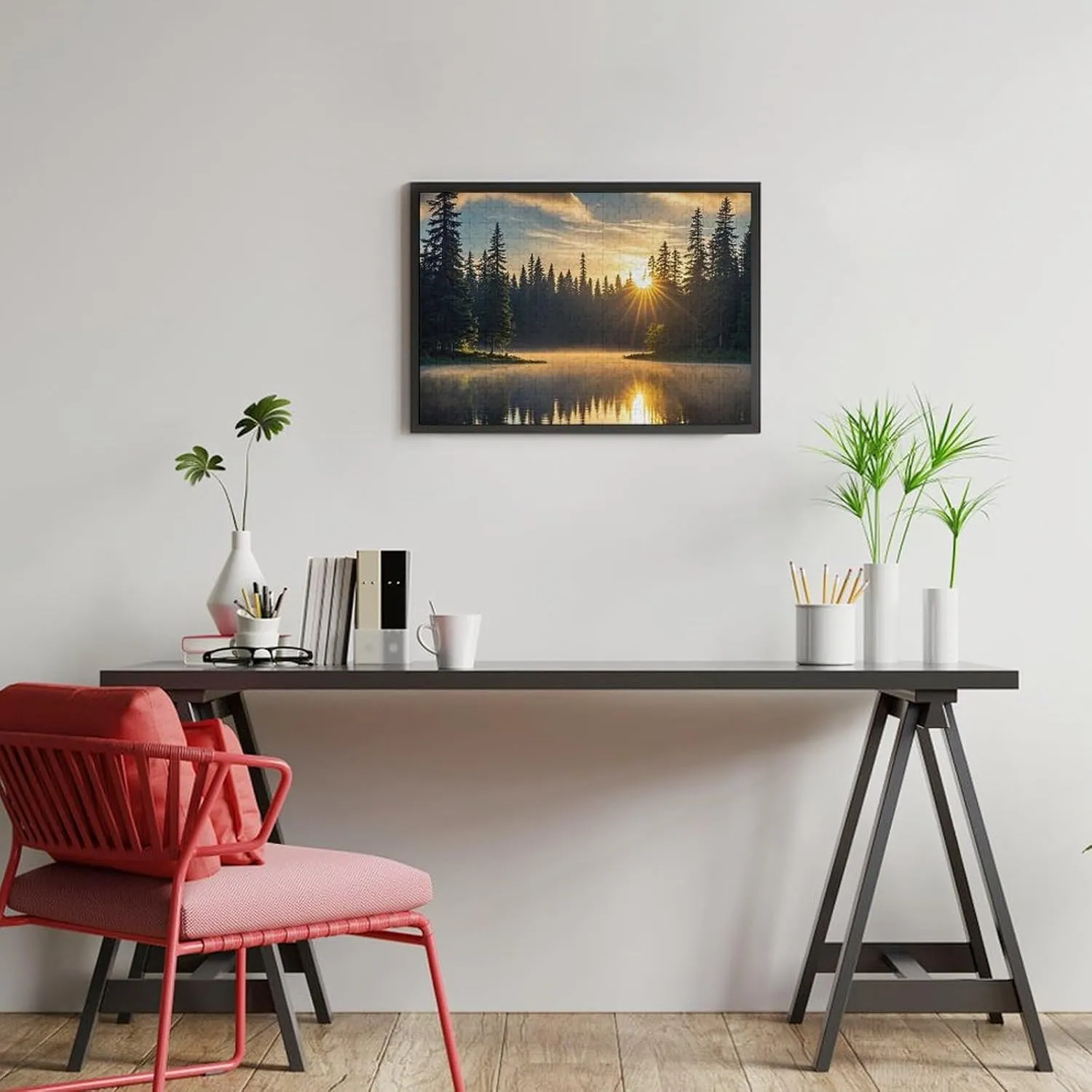 Family, Friend Creative Gift Toys streak torrent arid innovate neoclassical scrap Sunrise on The Lake Wooden Puzzles for Adults 300 PCS Unique Shape Puzzles Wall Art Home Decor for Puzzle Lovers, 