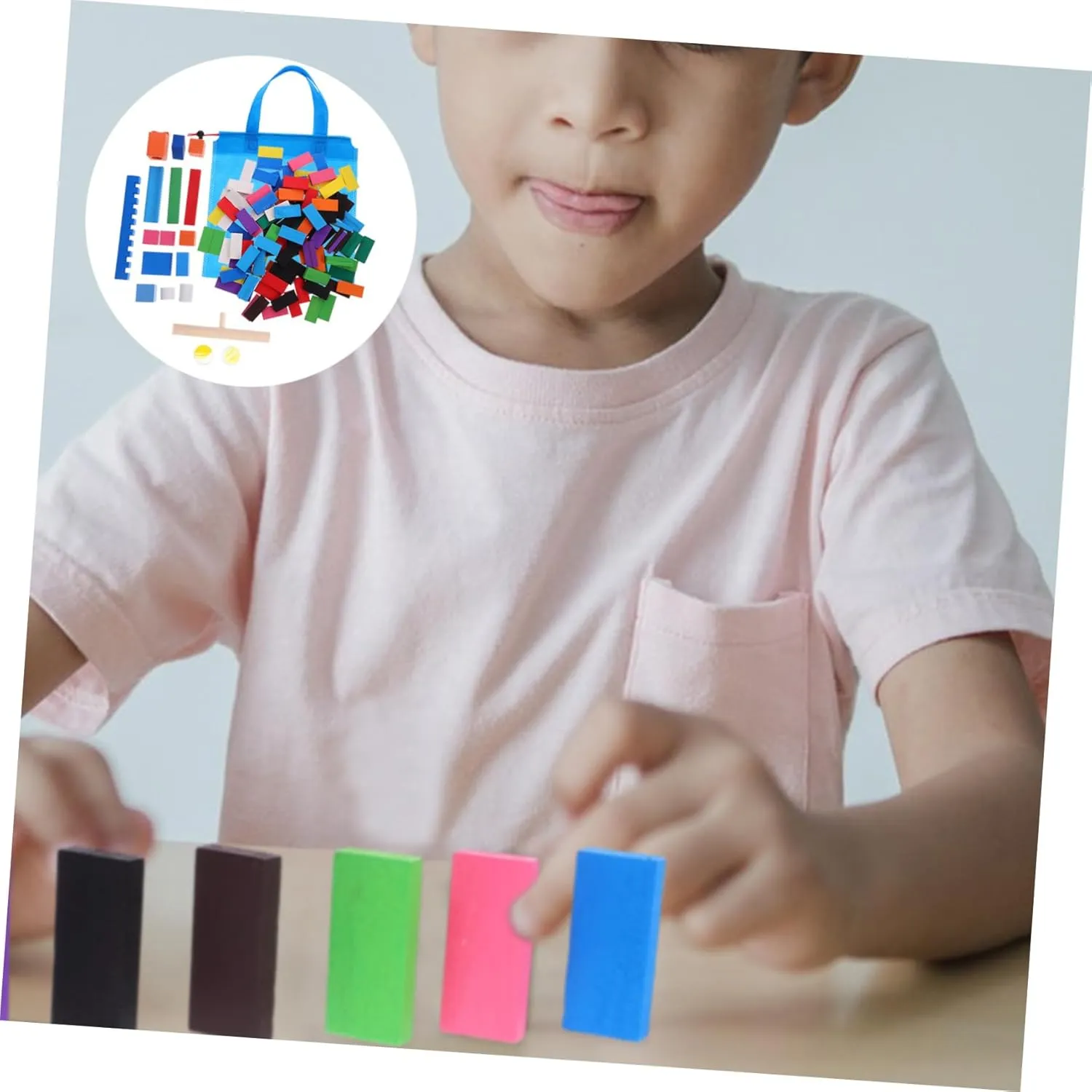 Family Fun Party Games Early Learning Safe Smooth Wakauto 1set Wooden Block Boys wagon absorb and Girls Educational for 
