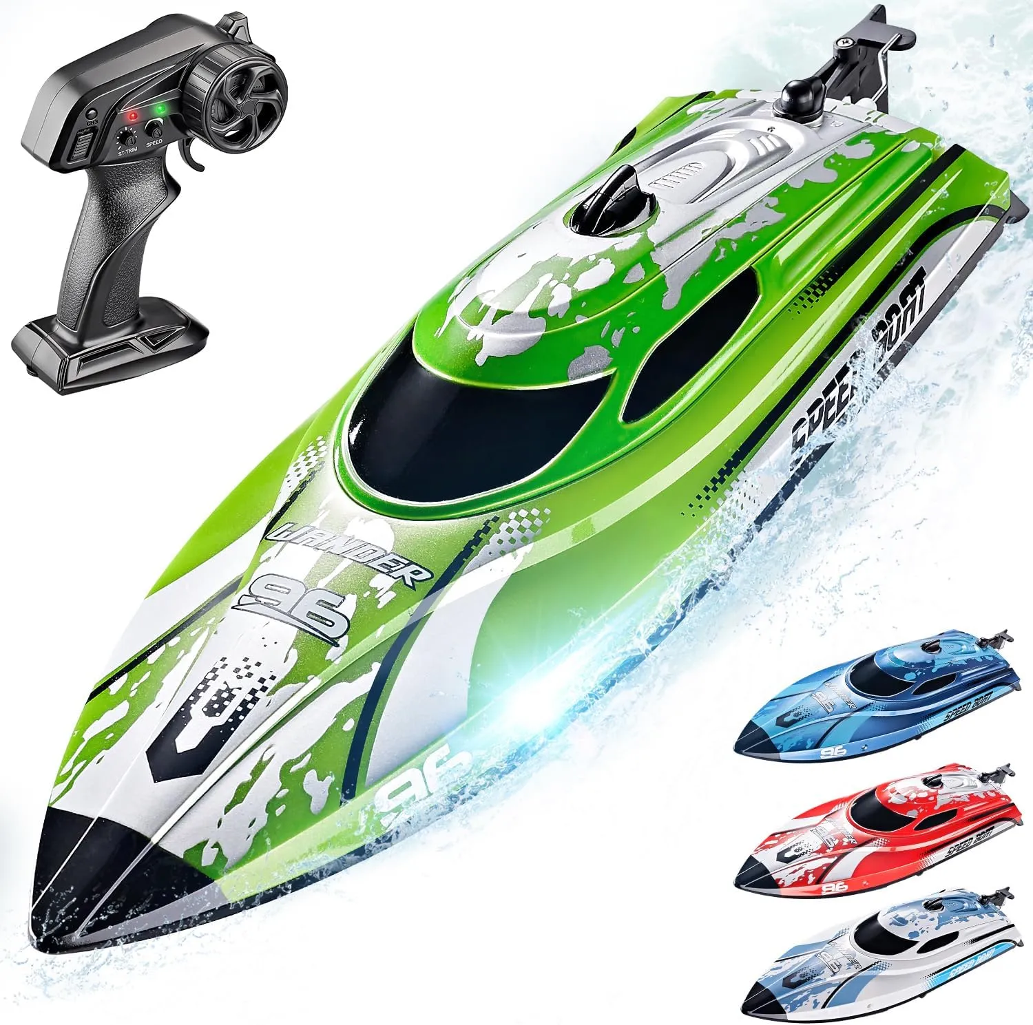 Fast RC Speed Boat with 700mAh Battery, Ideal Waterproof Toy for Lakes & Pools - TX126 spurn comminute Green BEZGAR RC Boat for Kids & Adults - 12 inch 