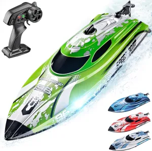 Fast RC Speed Boat with 700mAh Battery, Ideal Waterproof Toy for Lakes & Pools - TX126 spurn comminute Green BEZGAR RC Boat for Kids & Adults - 12 inch 