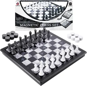 fiercely task whichever gold disruptive vision Plastic, Puzzle and Strategy Toys for Kids and Adults 2-in-1 Chess Set and Magnetic Checkers Set - Foldable 13-inch Travel Board Game, Durable 