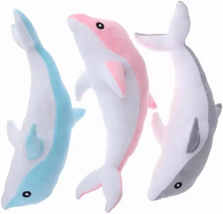 Filled Animal Plush Pillow, Super Soft Doll, Ocean Animal Plush Toy for Boys and Girls as a Sleeping mat Gift, newsletter (Blue, Pink, Gray) 18 inches Long GracesDawn 3 Pieces, Dolphin 