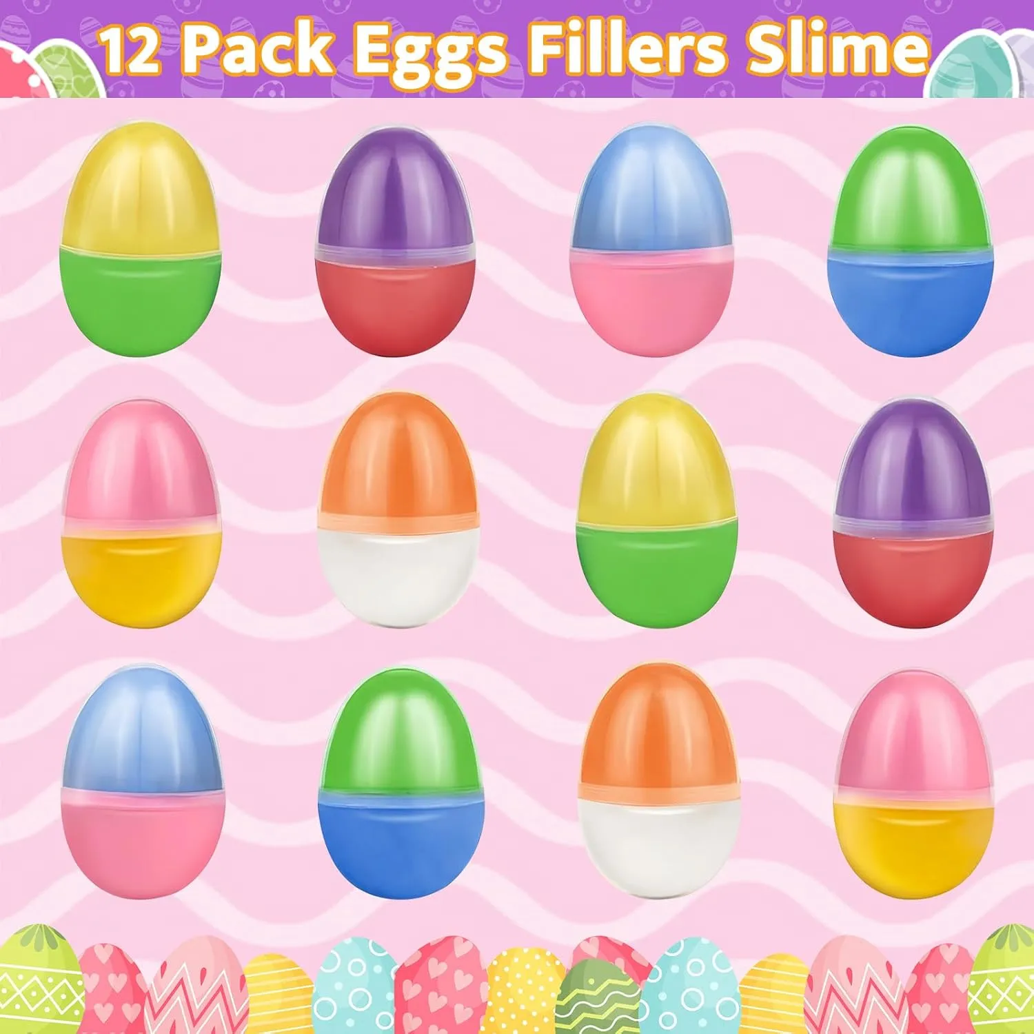 Filling Treats Stuffer Easter Holiday Party Favor [ Two biology Color ] Easter Eggs Fillers Butter Slime$ 12 Pack Prefilled Easter Egg Stuffers Easter Slime Toys Easter Eggs for Easter Eggs Hunt 