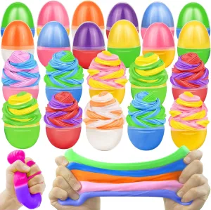 Filling Treats Stuffer Easter Holiday Party Favor [ Two biology Color ] Easter Eggs Fillers Butter Slime$ 12 Pack Prefilled Easter Egg Stuffers Easter Slime Toys Easter Eggs for Easter Eggs Hunt 