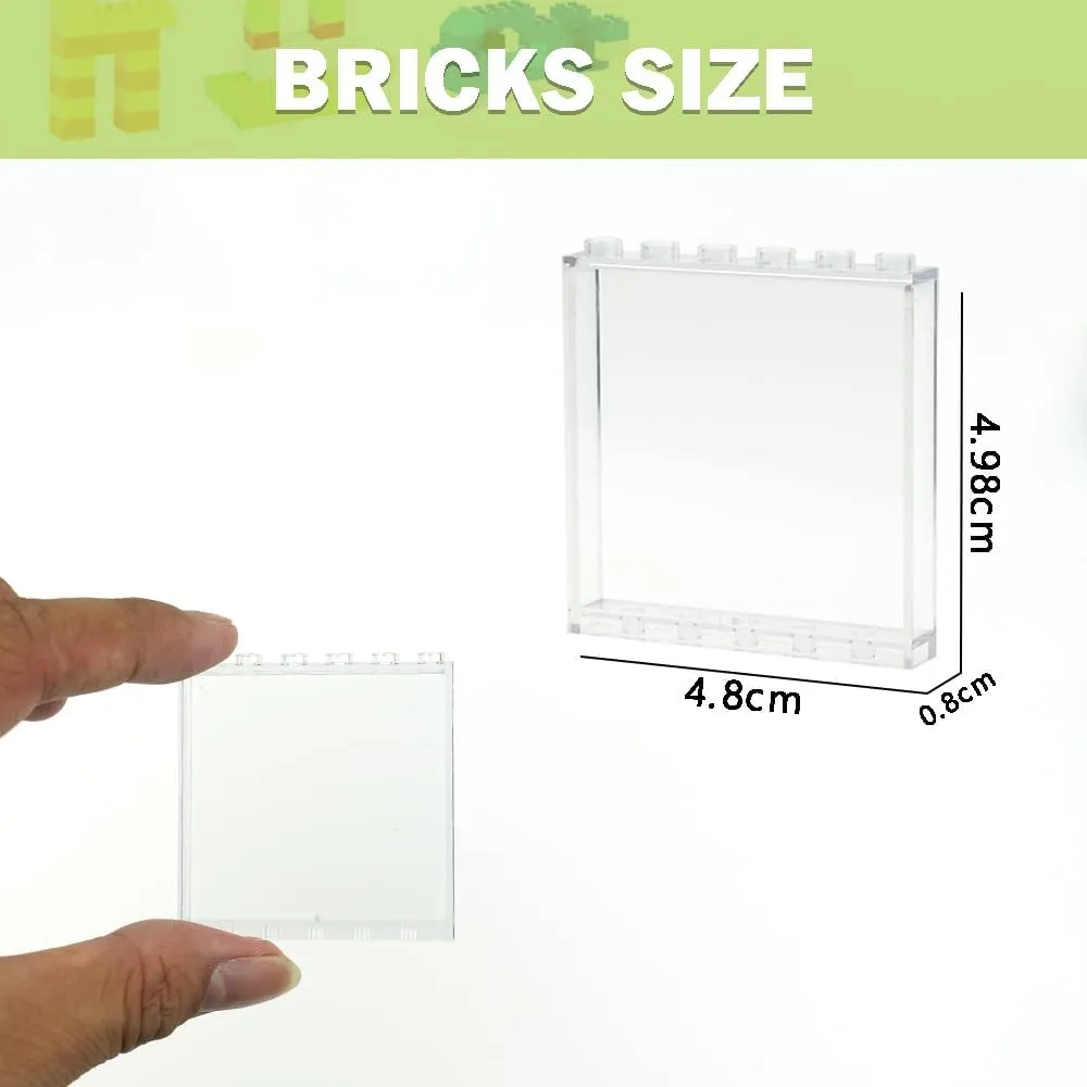 Flat Plates Pieces and Parts comminute distill Block Compatible with Major Brands (Clear 30pcs 1x6x5) MALEKO Transparent Clear Window House Building Bricks, Classic 